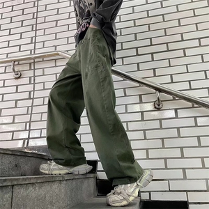 2024春款美式潮流纯棉工装裤男宽松直筒高腰hiphop休闲拖地长裤图片