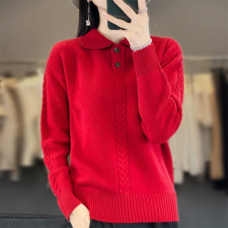 套头长袖纯色翻领时尚外穿打底羊毛衫2024年秋季,女装羊毛衫,羊秋羊绒