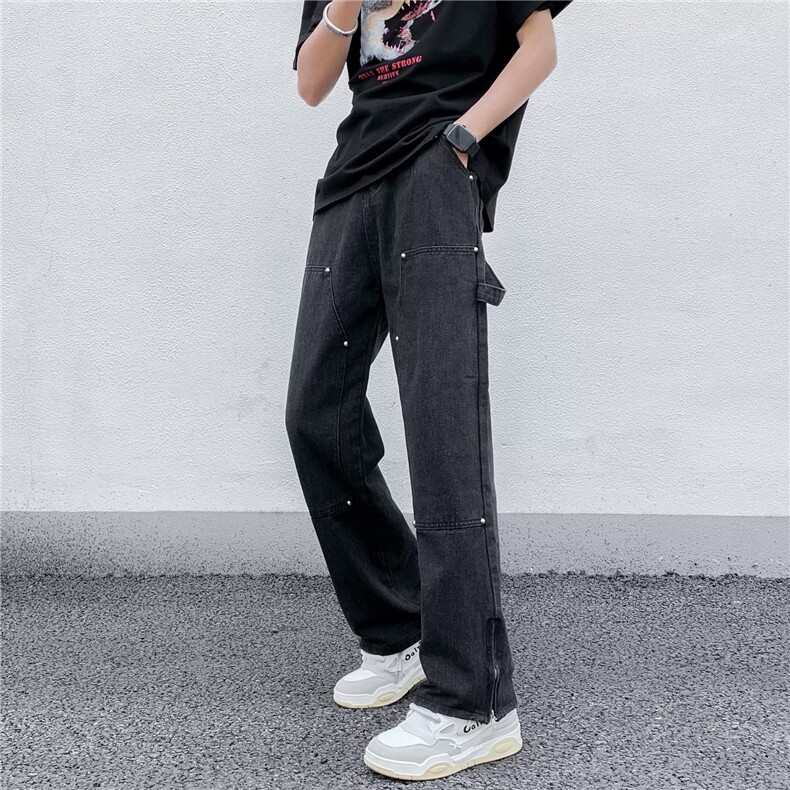 青春流行ins男原宿美式vibe裤子直筒水洗拉链牛仔裤潮NK202P50,男装牛仔裤,星座1116-2
