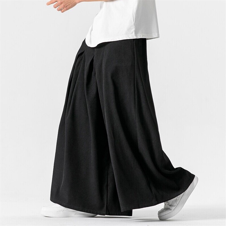 夏季大码宽松裙裤汉服直筒阔腿裤休闲裤中式潮暗黑K251/P70,男装民族服装,钱塘713