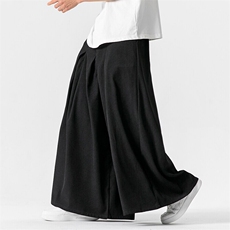 夏季大码宽松裙裤汉服直筒阔腿裤休闲裤中式潮暗黑K251/P70，男装民族服装，钱塘713