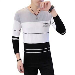 9826-P30秋季新款男士长袖T恤男韩版潮流V领体恤青年纯棉打底衫图片