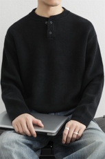 纽扣毛衣男士秋冬季加厚保暖针织衫高级感毛线衣圆领打底衫男内搭，男装T恤，星座914