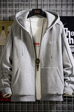 2021秋季新日系网格大码男反光连帽开衫卫衣外套夹克J6026-P65，男装夹克，电商A001