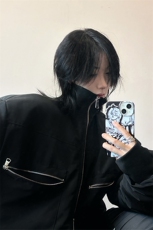 cleanfit弯刀袖棉服男款冬季潮牌设计感立领教练夹克加厚美式外套，男装夹克，星座213