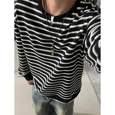 秋季重磅300g假两件条纹亨利领男宽松长袖卫衣W24548-特P45控88，男装卫衣，电商A001-1