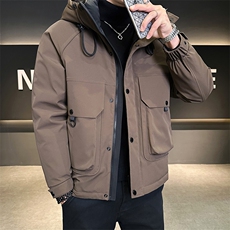 新标90白鸭绒2025年连帽时尚潮流保暖羽绒服男YR6059-P240，男装羽绒服，电商D240-242