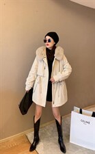 【现货】冬季新款宽松显瘦加绒保暖狐狸大毛领连帽中长款派克服，其它，名怡