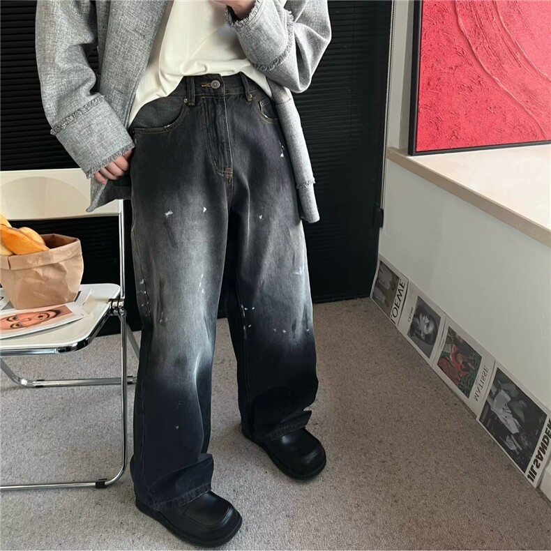 美式街头潮牌痞帅直筒高街牛仔裤男设计感百搭休闲裤A8022-P50,男装牛仔裤,星座208-5