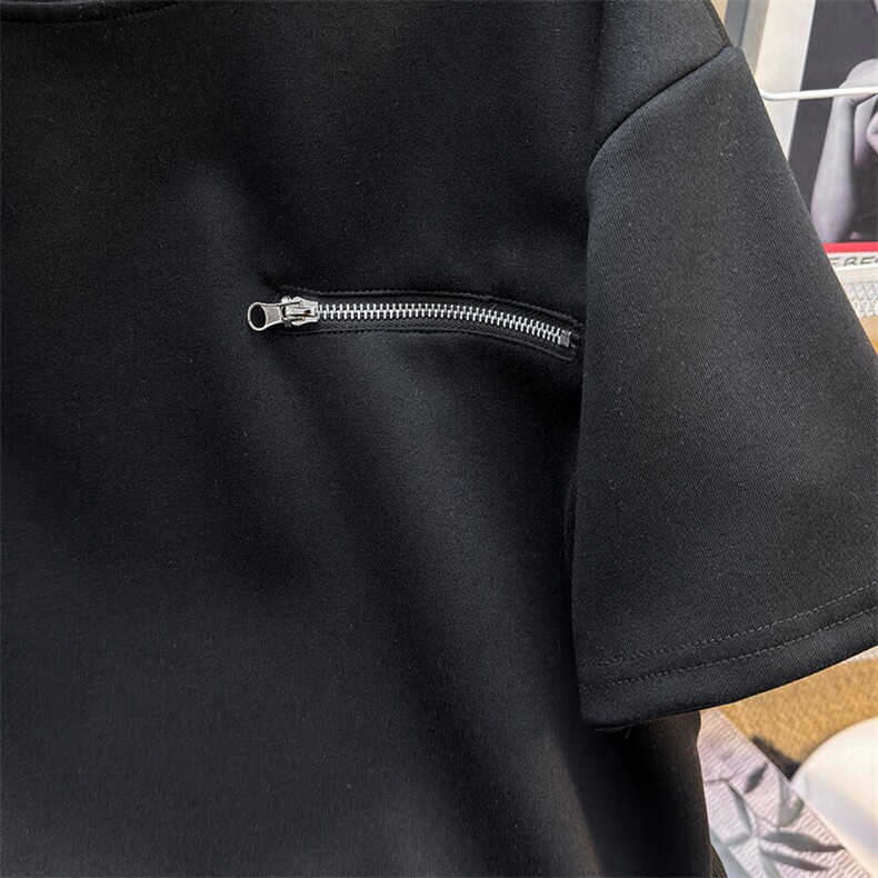 美式夏季港风短袖拉链T恤男潮流宽松圆领体恤衫上衣服T05577-P35,男装T恤,星座308B-1