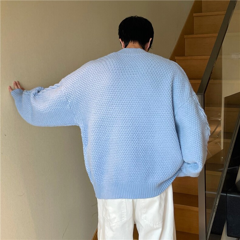 A450-A001-P100控价158秋冬扭花重磅毛衣圆领线衫,男装针织衫/毛衣,电商A450