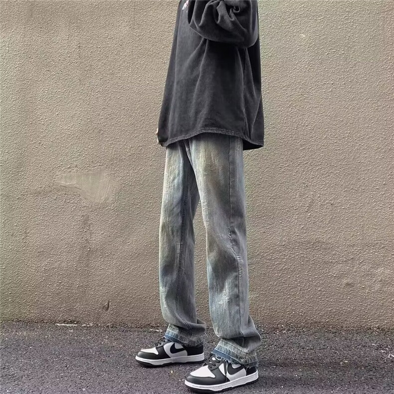 GE1023-P49复古牛仔裤男款直筒阔腿裤潮牌，男装牛仔裤，电商B323A
