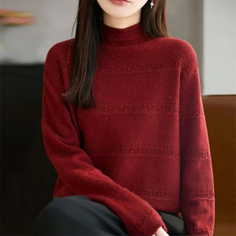 毛衣女冬季加厚外穿内搭套头圆领短款小个子时尚针织衫打底衫上衣,针织衫/毛衣,暖姿羊绒