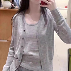 2025年秋季新款纯色针织开衫背心两件套，女装针织衫/毛衣，奢优羊绒