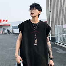 12024夏季新款男士麂皮绒无袖T恤百搭学生背心TLBX32特P18，男装背心/马甲，电商B220