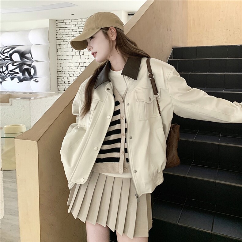 【现货】撞色麂皮夹克外套B208-9072-P155K218，女装短外套，浙宝208