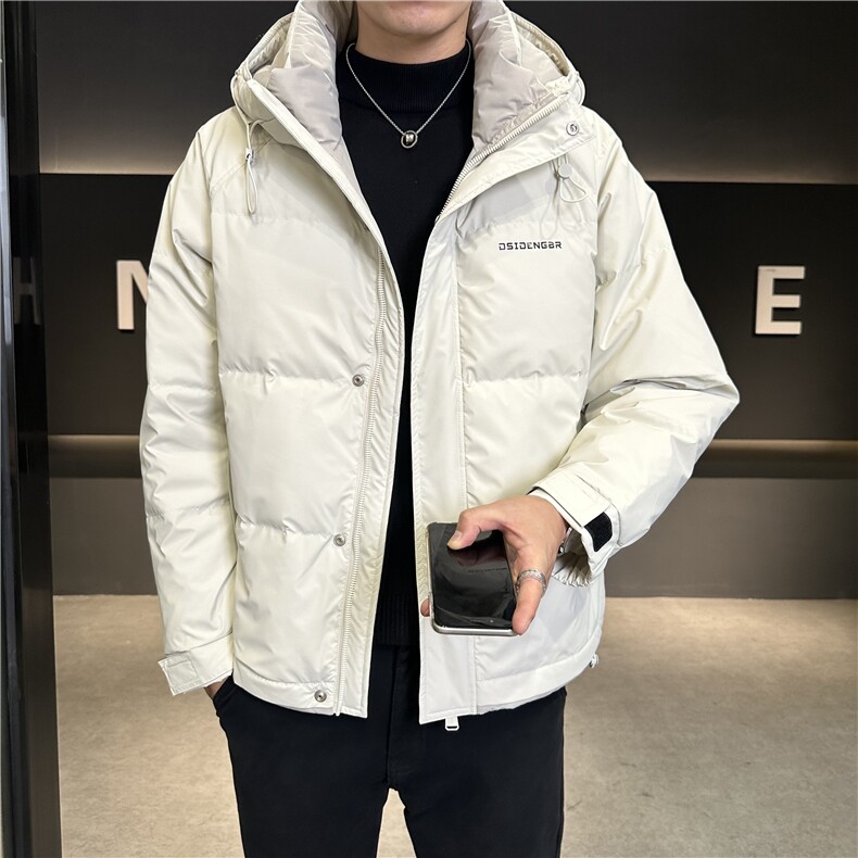 直播新款白鸭绒加厚防寒连帽羽绒服韩版外套上衣男YR137P180图片