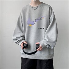 华夫格卫衣圆领卫衣男大码长袖t恤男外套HW76259-P30加绒款-P40，男装卫衣，电商A040