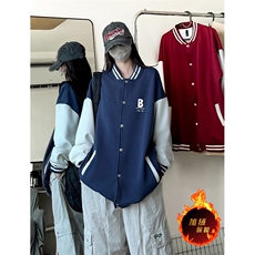 抖音得物高品质重磅全棉二开360克立领棒球服开衫卫衣外套1204，女装短外套，电商A486
