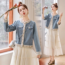 复古牛仔外套女春秋2025新款高级感小个子减龄气质小香风短款上衣，女装牛仔外套，乐吉娜