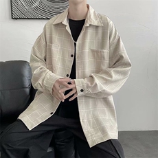 美式复古衬衫春季内搭叠穿外套小众高级感情侣上衣C8010p40，男装衬衫，星座1013