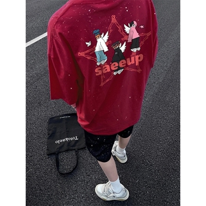 量大优供抖音视频 支持得物配合二开美式满天星亮片短袖T恤MTX557图片