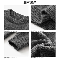 秋冬圆领男女同款加绒毛衣日系慵懒宽松cityboy毛衣HY895TP60，男装针织衫/毛衣，电商A102B