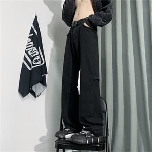 美式vibe裤子ins高街潮复古牛仔裤男款开叉微喇叭工装裤K3257-P39图片