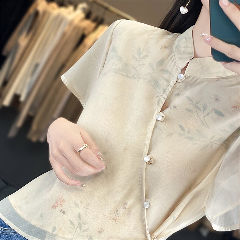 夏季真丝缎面套装女印花宽松两件套中国风时尚半身裙桑蚕丝上衣,女装套装/套裙,佳绒高端店