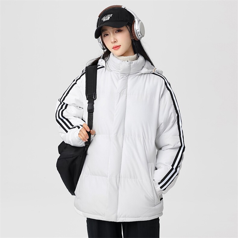 新款棉服冬季三条杠加厚连帽面包服情侣装韩版宽松棉袄MY3972-P90图片