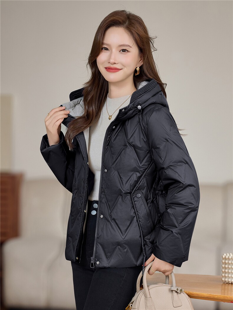现货2025年冬季时尚休闲连帽保暖羽绒服,女装羽绒服,依恋蒂丝