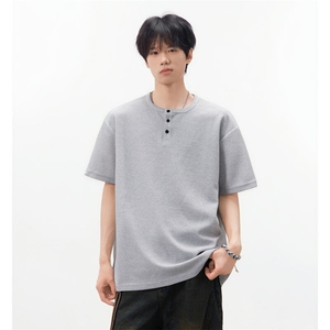 亨利领2025夏季短袖T恤亨利领华夫格美式休闲上衣YY1801-TP15,男装T恤,电商C216