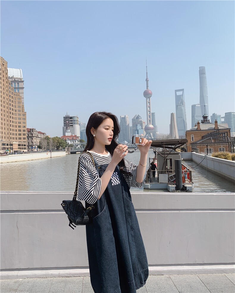 春现减龄简约花苞裙牛仔灯笼裙套装B190-F8707-P105-K158-T40-k1,女装套装/套裙,2B190
