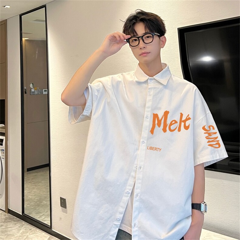 电商DSA028-MDSP733P38夏季新款港风百搭潮流印花短袖衬衫男,男装T恤,电商A028