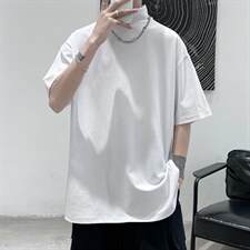 2024夏款小半领纯色四季打底宽松男士T恤A071-1210-P35,男装T恤,电商A071