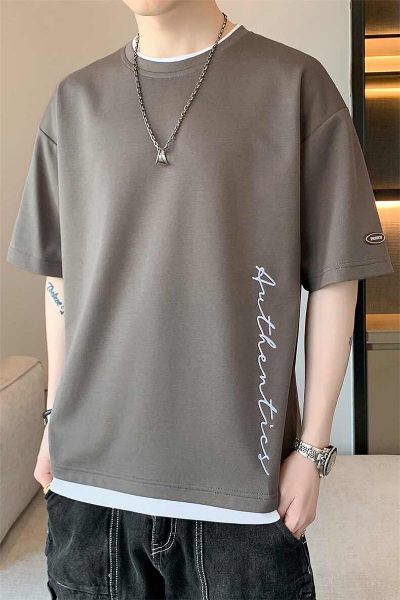 冰氧仿棉短袖店主风体恤夏季休闲百搭刺绣男上衣TC3146-P25控48,男装T恤,星座717