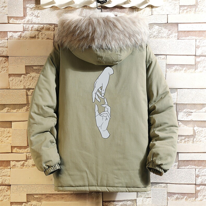 MM48147-P130冬季大毛领衣男士大码加厚袄男服网格挂拍,男装棉衣,电商A040A