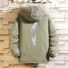 MM48147-P130冬季大毛领衣男士大码加厚袄男服网格挂拍，男装棉衣，电商A040A
