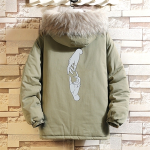 MM48147-P130 冬季大毛领衣男士大码加厚袄男服 网格挂拍图片