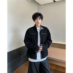 哈灵顿短款牛仔外套男女硬汉风立领牛仔衣美式复古工装夹克JK8569图片