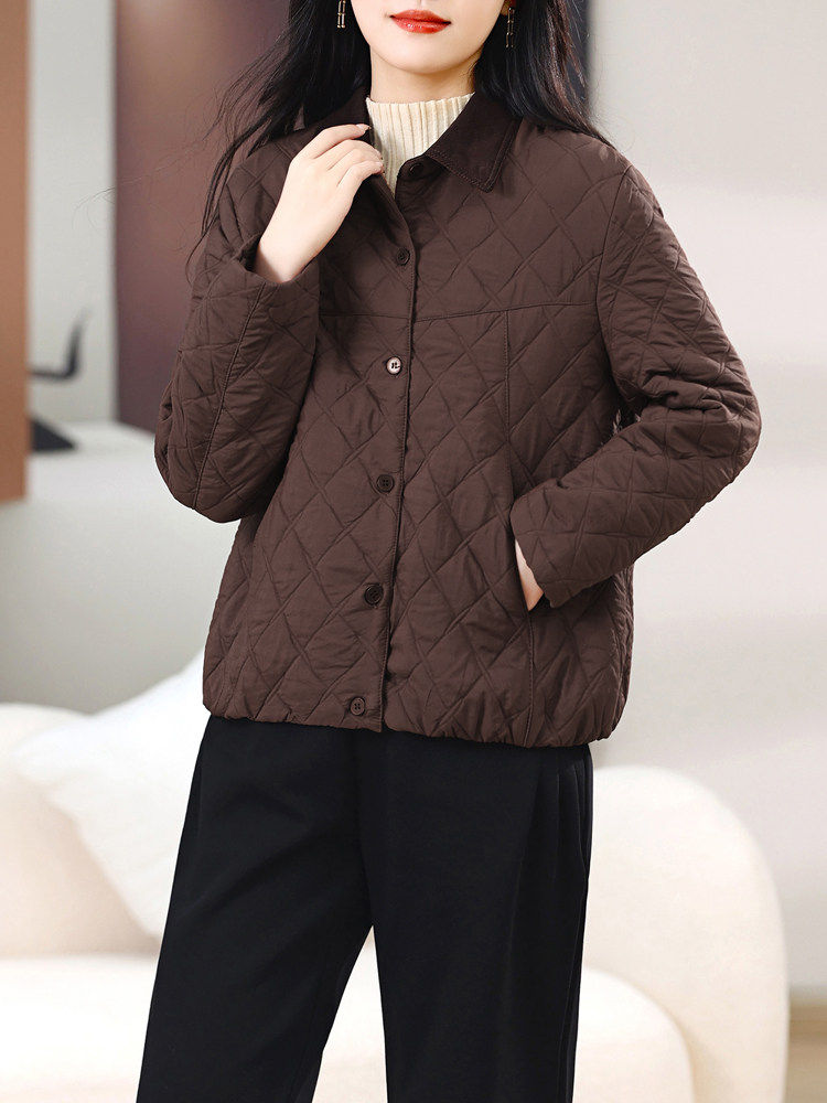 保暖外套冬妈妈款休闲百搭气质夹克上衣,女装棉衣/棉服,璐依舞