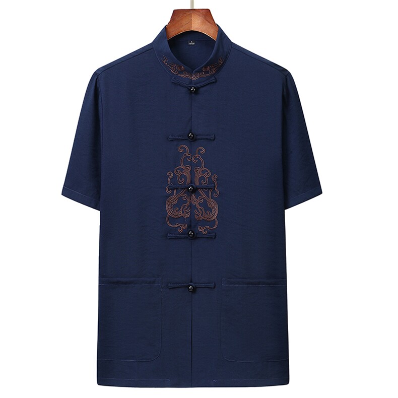 汉服男短袖唐装棉麻中老年男套装春夏爸爸装老人衣服YD91802-P135,男装民族服装,星座1105-3