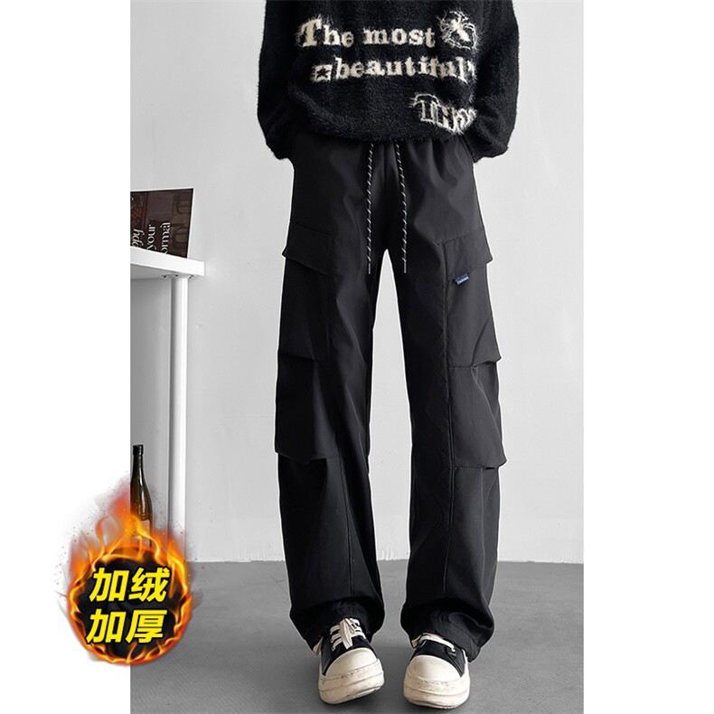 特批P35无差价冬加绒加厚防泼水防风大码弯刀拖地裤男K1934J加绒图片
