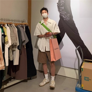 韩东大门短袖衬衫男女2025夏季新款韩版日系休闲百搭衬衣口袋图片