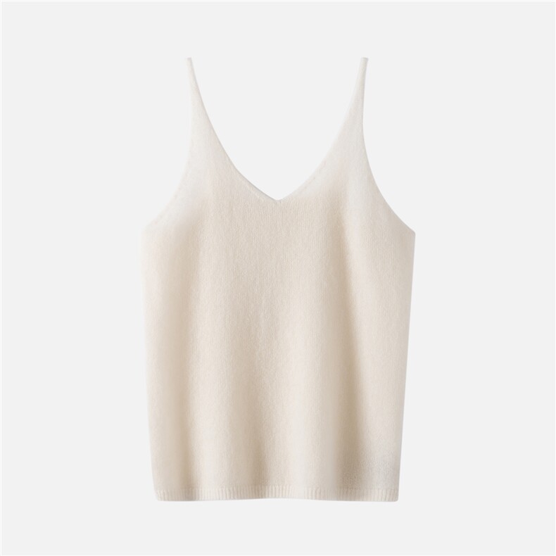 康宝莱纱~75%山羊绒25%桑蚕丝！基础美针织吊带女V领宽松百搭背心，女装羊绒衫，启东羊绒