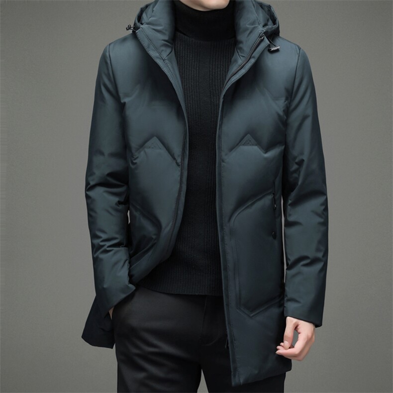 男士商务休闲羽绒服2023冬季加厚保暖中长款连帽外套中年男装新款,男装羽绒服,电商B212（原钱塘6029）
