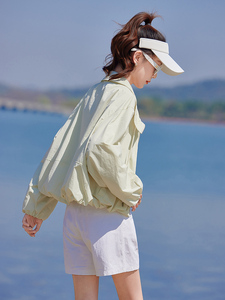 清新绿色防晒衣女款夏季2025新款韩版宽松休闲轻薄透气防晒服外套图片