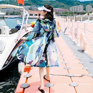 迷彩防晒衣女中长款2023夏新款长袖超仙透气防晒服过膝洋气薄外套图片
