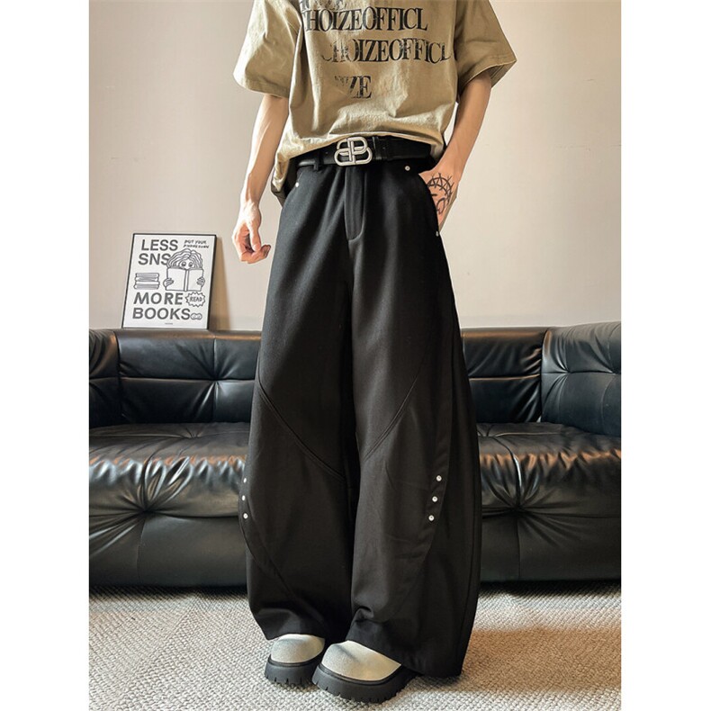 美式解构铆钉西裤潮流宽松休闲设计弯刀裤，男装西裤，星座410-6（原星座1304-1）