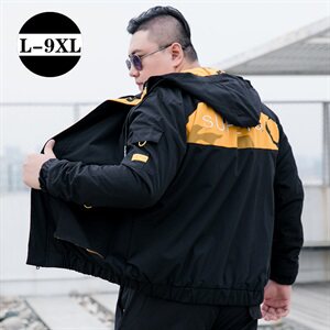 L-9XL男连帽夹克衫 加肥加大码春秋工装外套 5032-1-8810P75图片